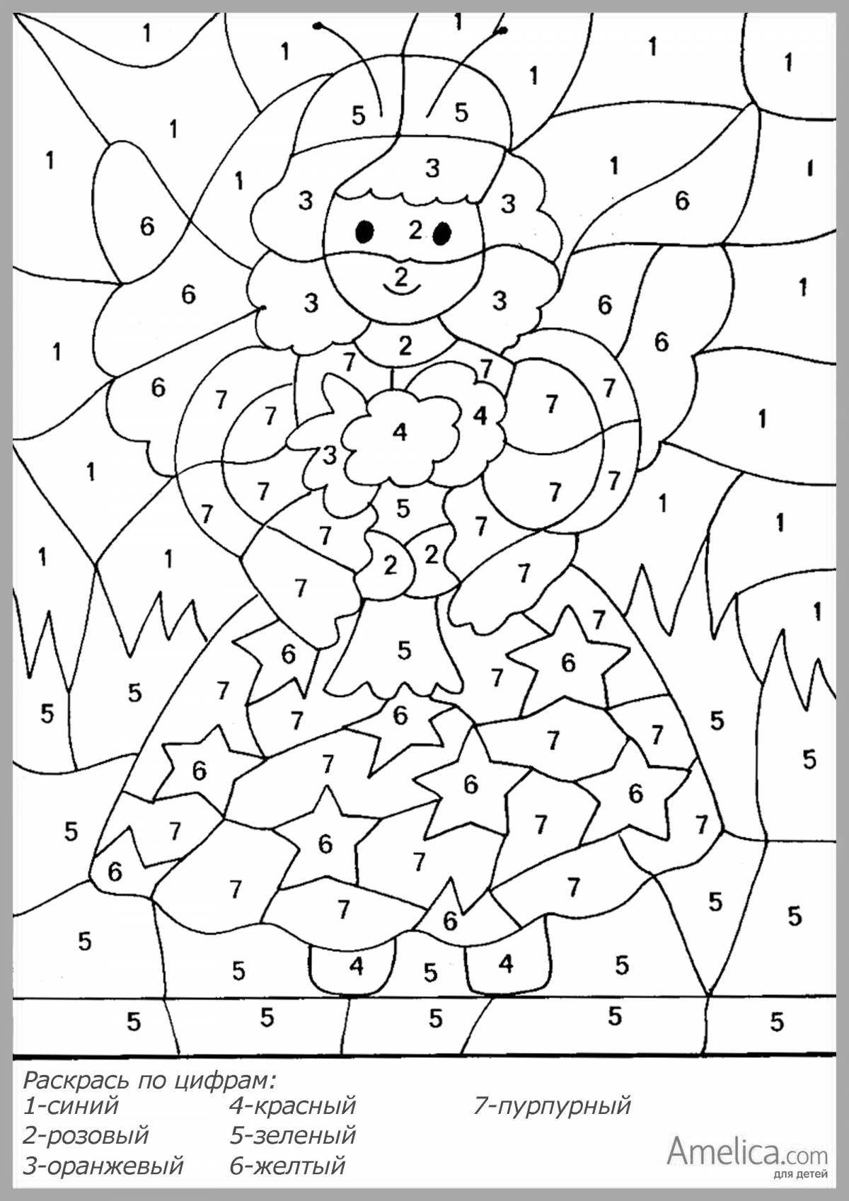 Color-frenzy 6 years by numbers coloring page