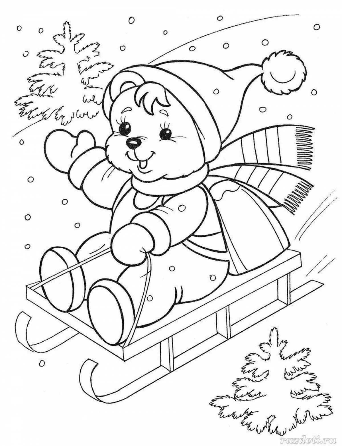 Great coloring book for children 3-4 years old winter