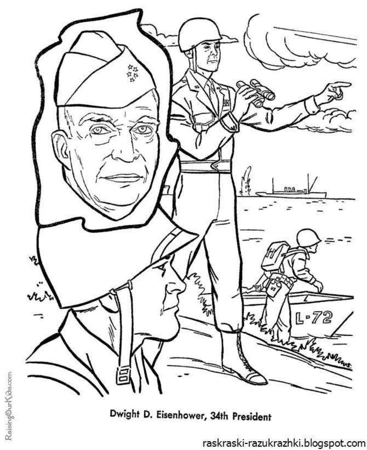 Colorful war heroes coloring page