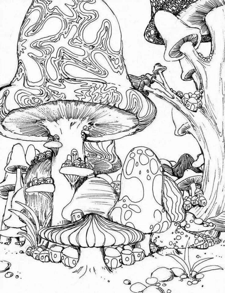 Стилизованные рисунки грибов