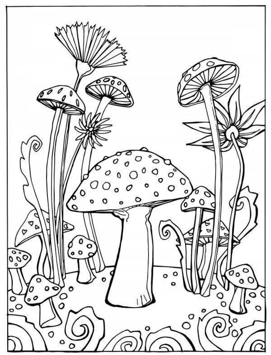 Раскраска антистресс грибы