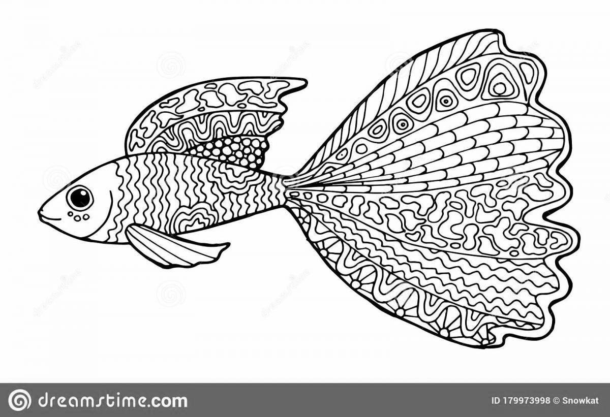 Рыбка гуппи раскраска для детей