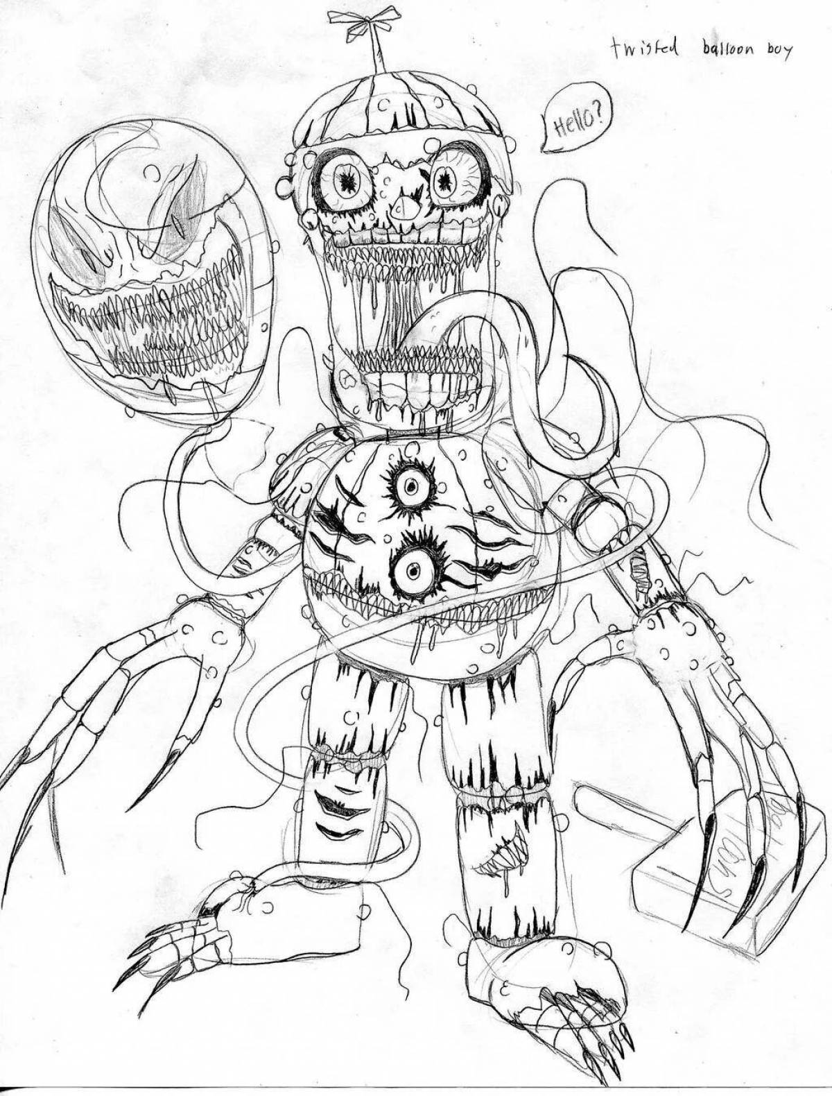 Funny animatronics twisted coloring page