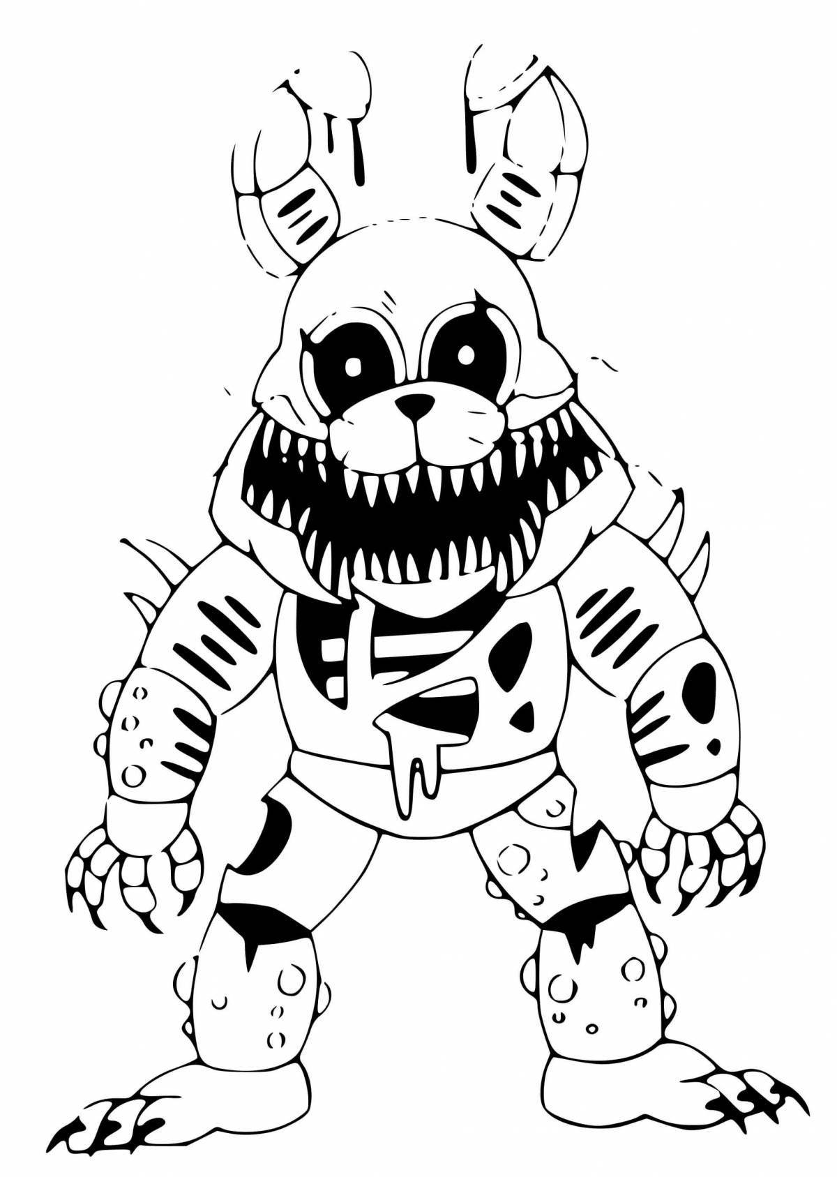 Cute animatronic twisted coloring page