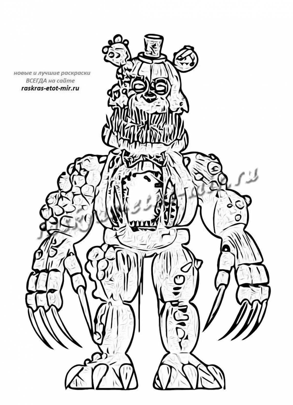Quirky animatronics twisted coloring page