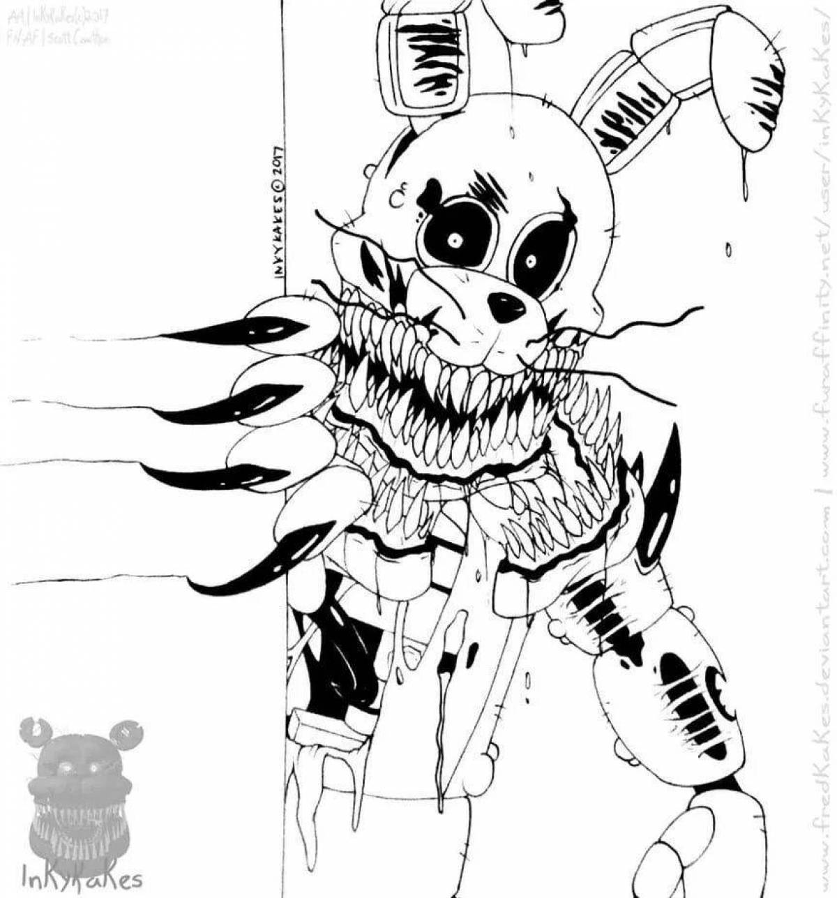 Amazing animatronics twisted coloring page