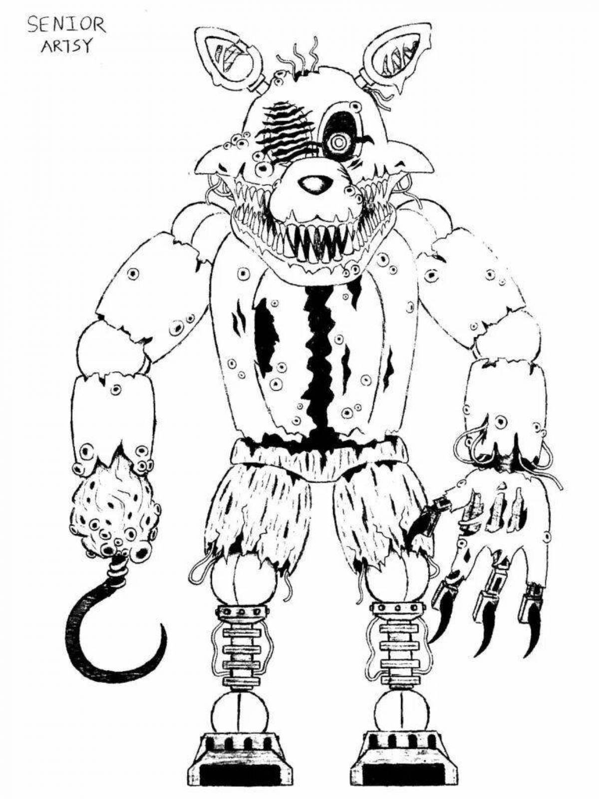 Attractive animatronics twisted coloring page