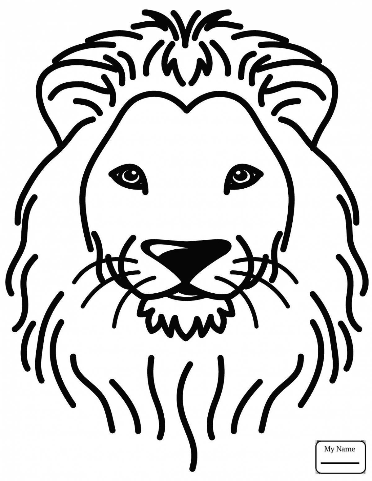 Coloring book shining muzzle of a lion