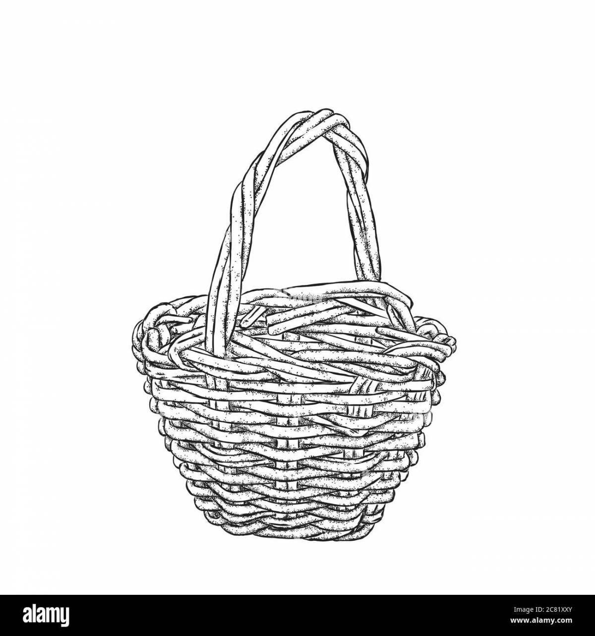 Cute empty basket coloring book for kids