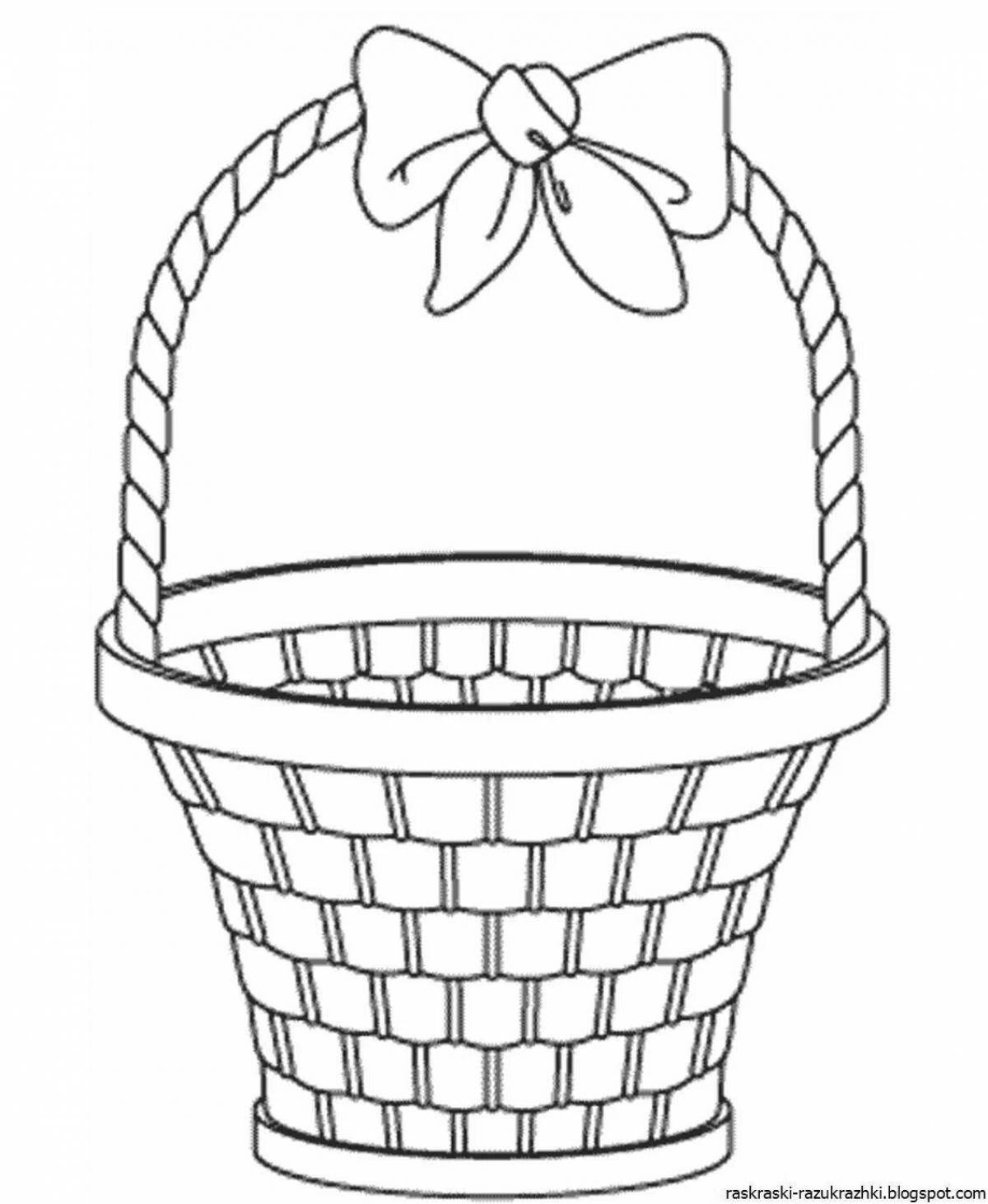 Cute empty basket coloring book for kids