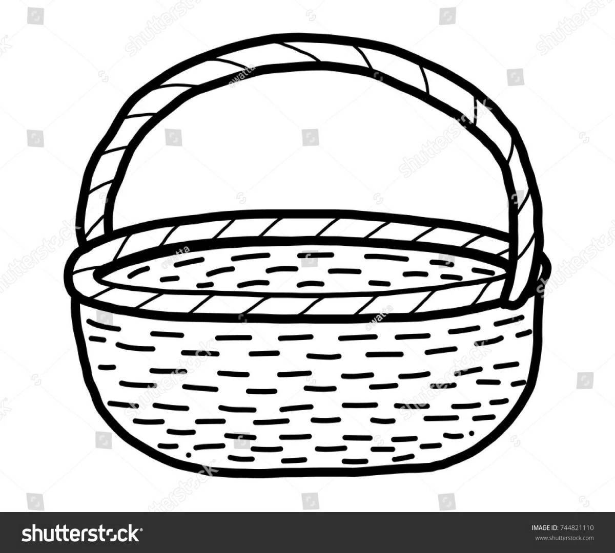 Empty basket with colored splashes coloring book for children