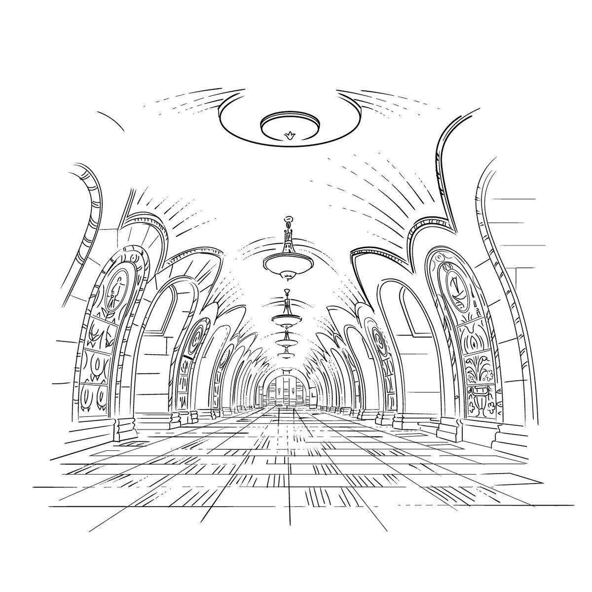 Подробная раскраска московского метрополитена