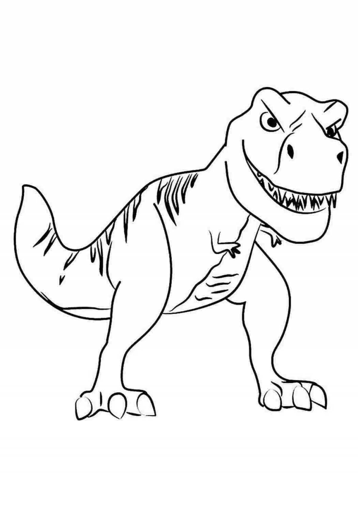 Яркая страница раскраски t-rex