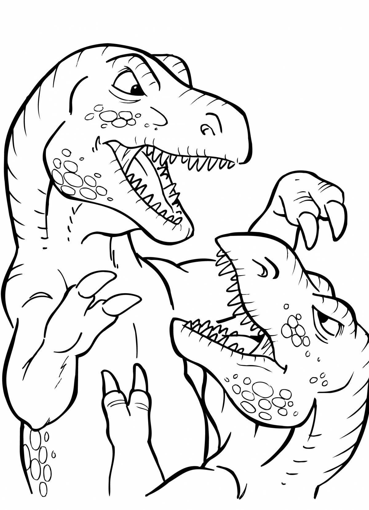 Playful t-rex coloring page