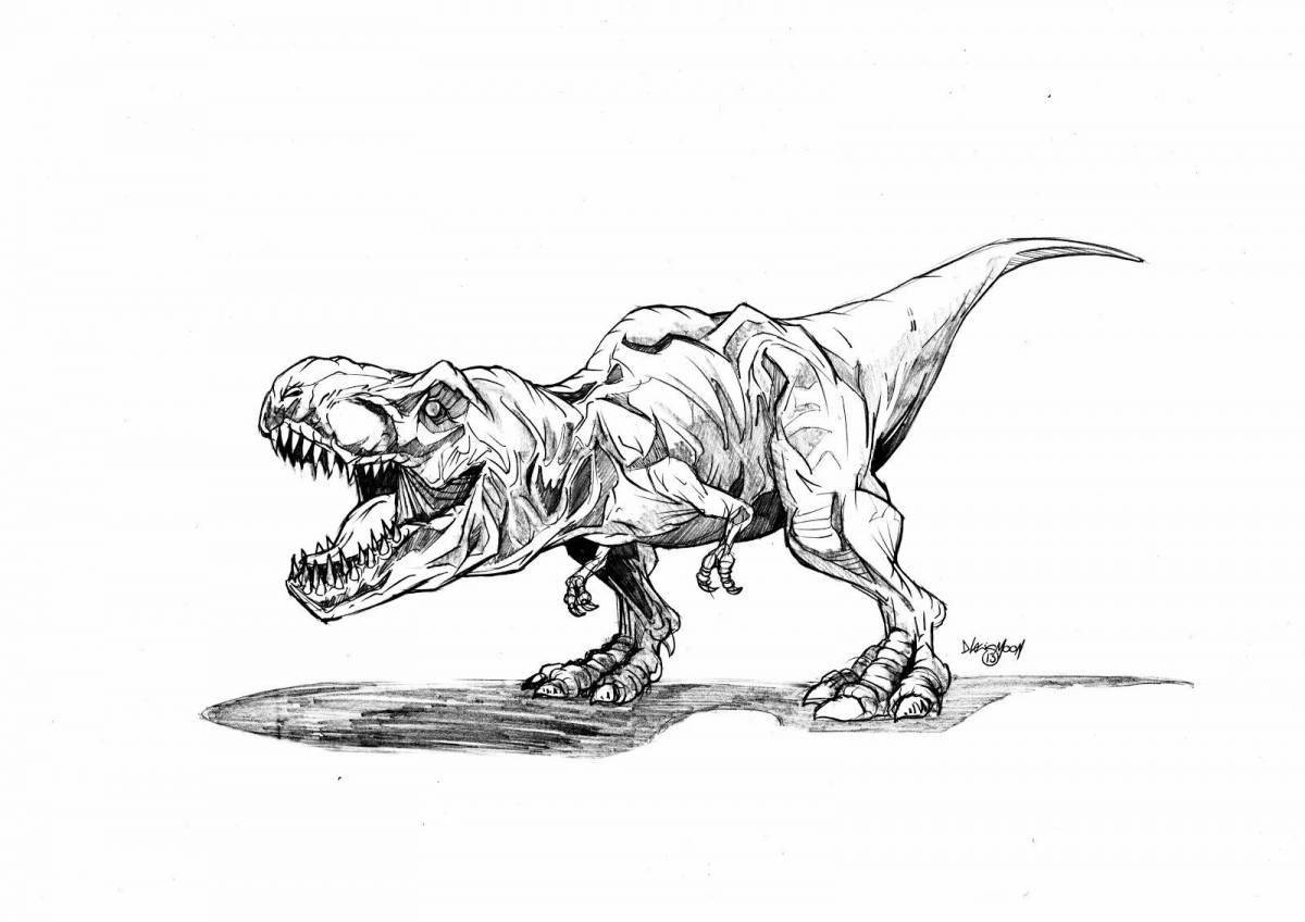 Пугающая страница раскраски t-rex