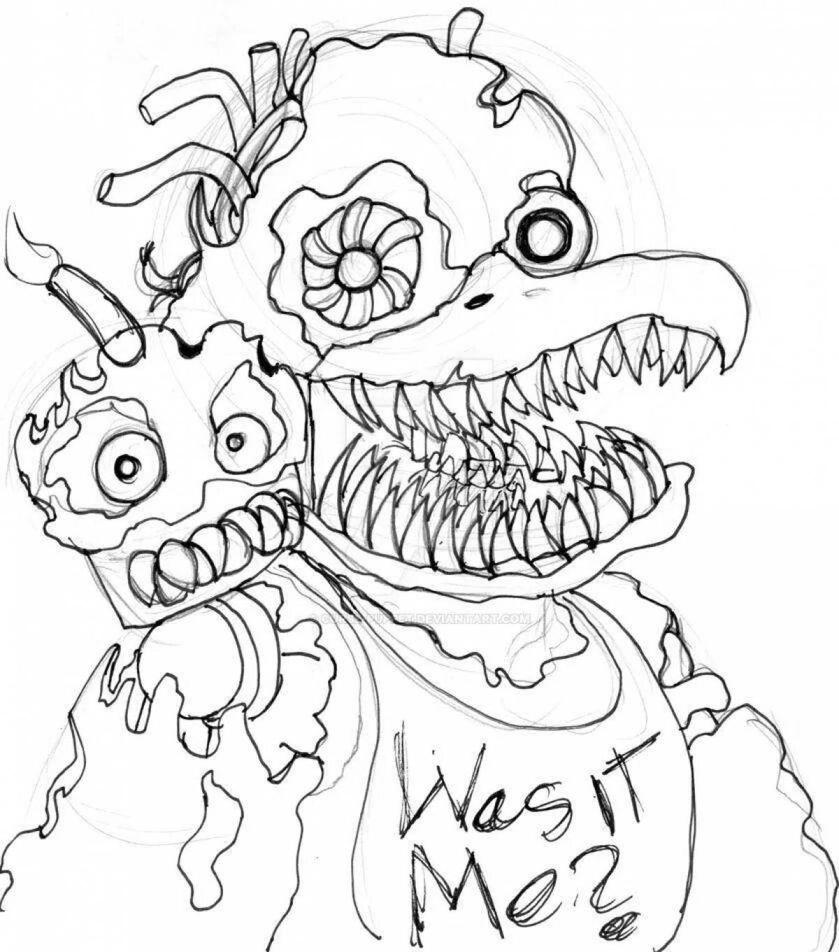 Nightmare chica coloring - unnerving