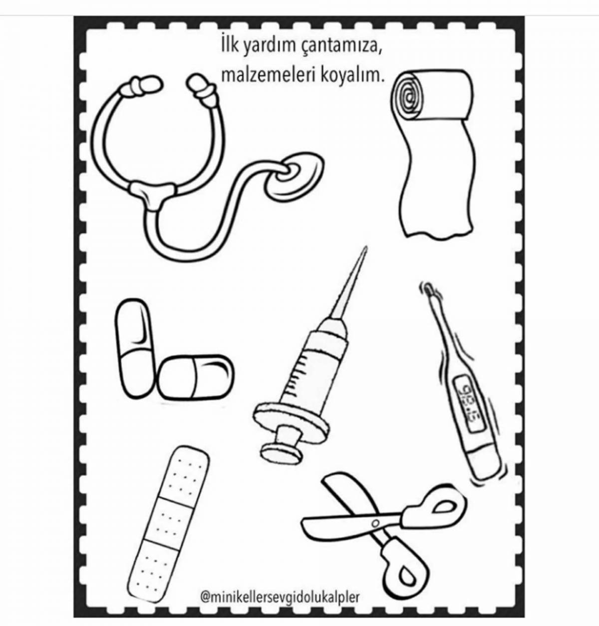 Doctor's Tools Coloring Page