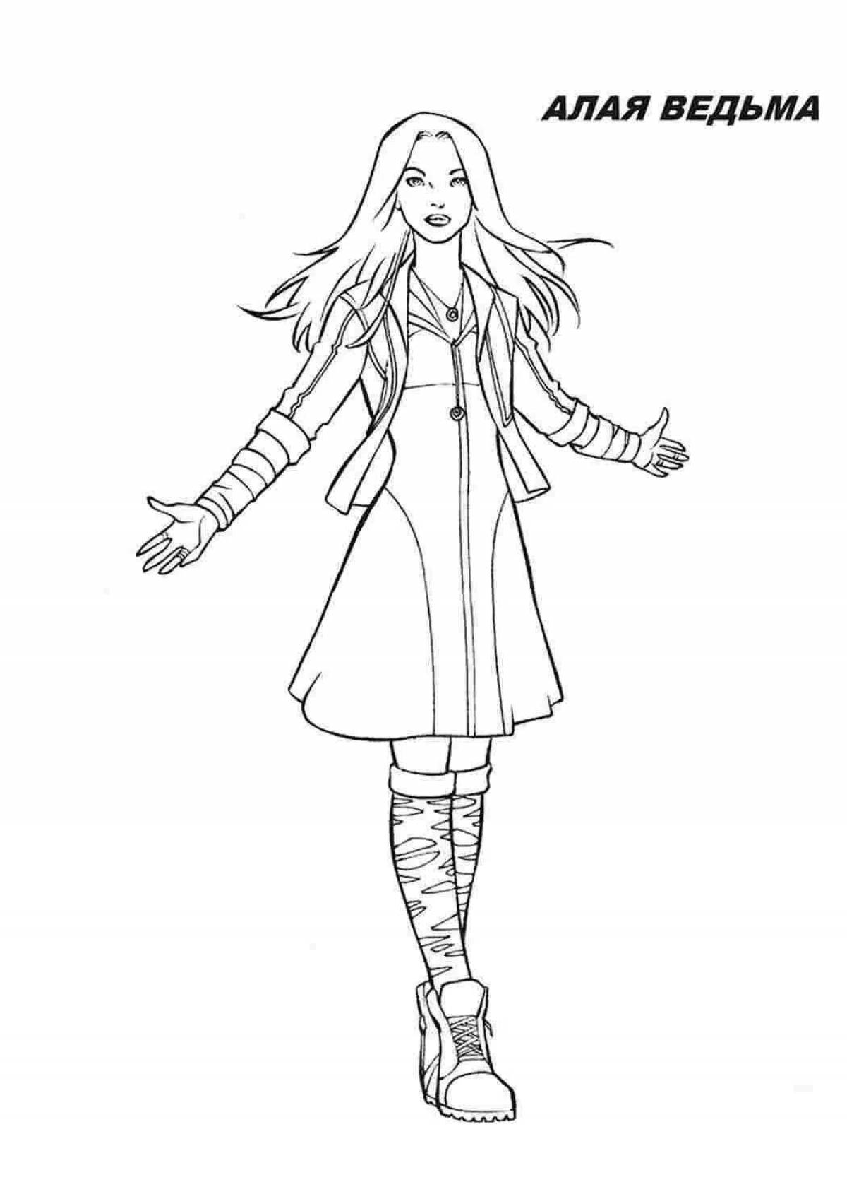 Majestic scarlet witch coloring page