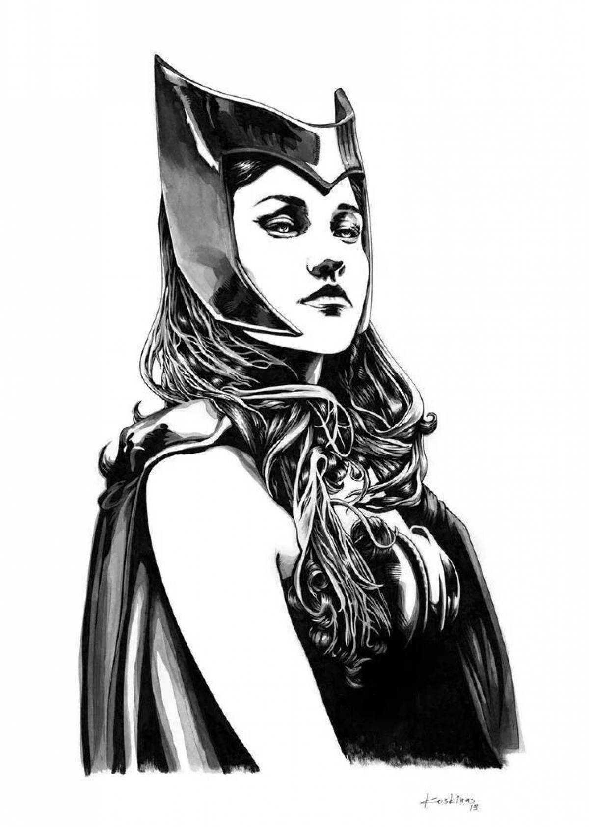Gorgeous scarlet witch coloring page