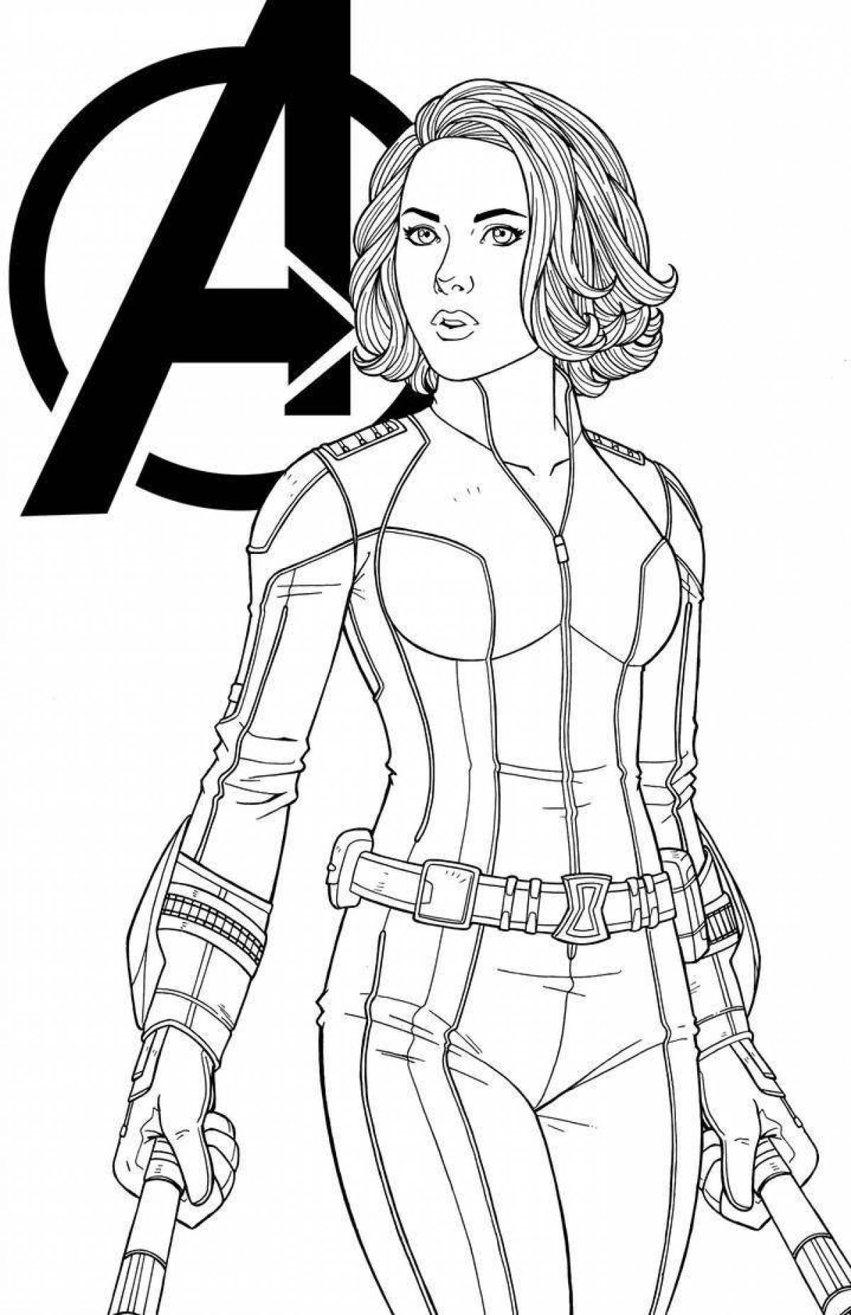 Coloring book glowing scarlet witch