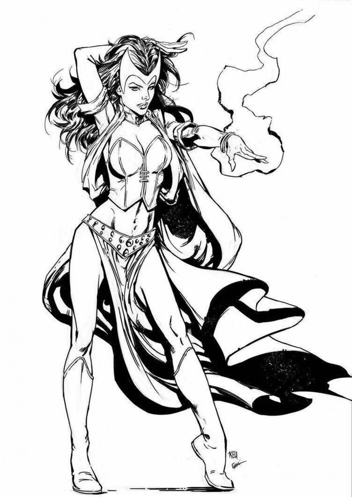 Awesome scarlet witch coloring page