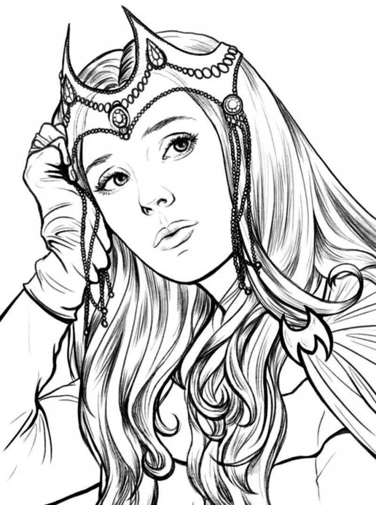 Sparkly scarlet witch coloring book