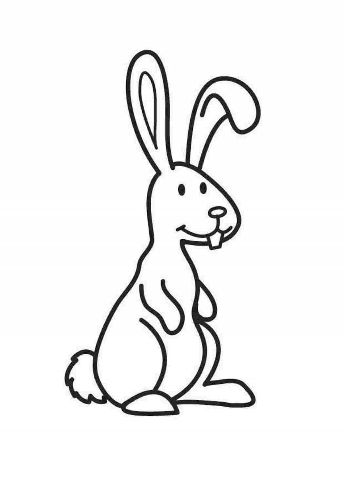 Attractive coloring hare outline