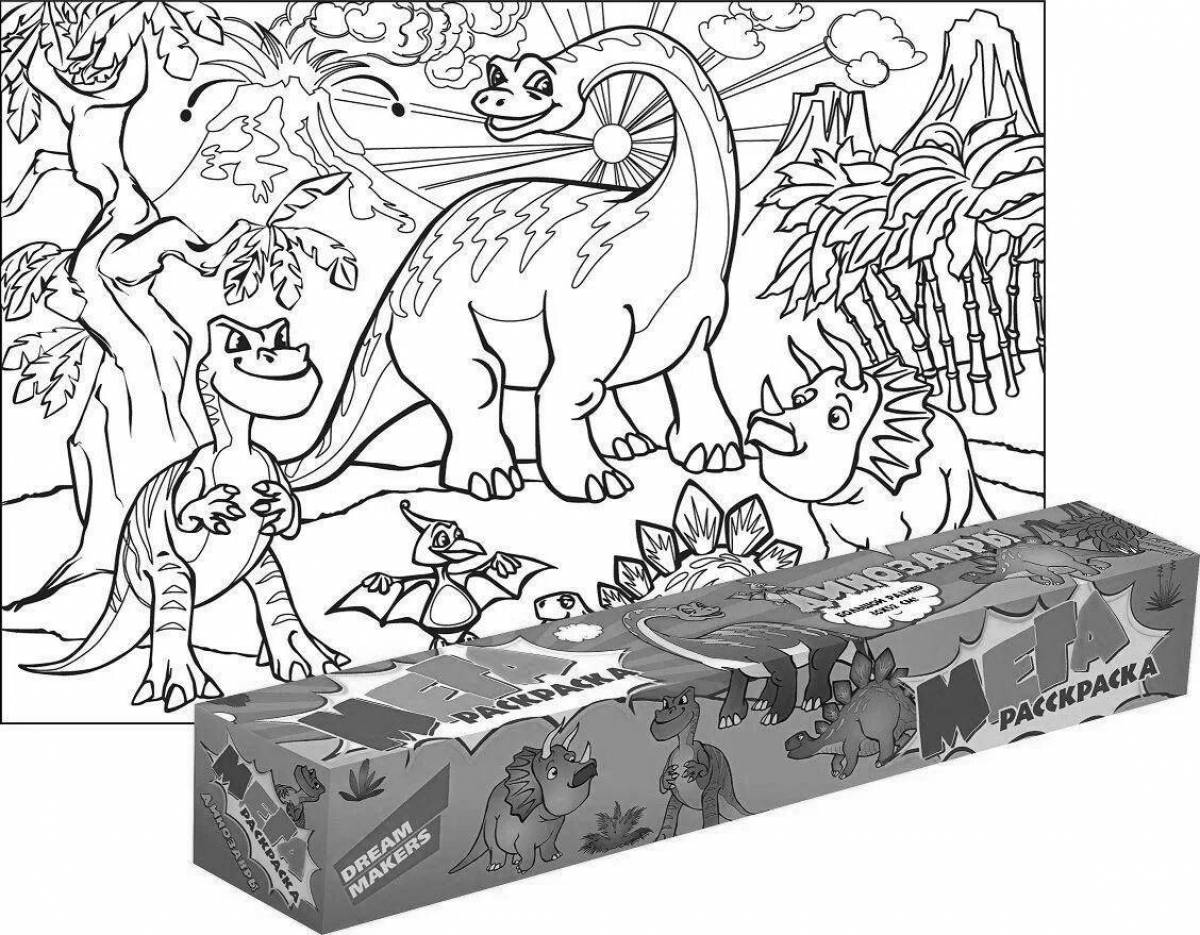 Красочная раскраска большие динозавры
