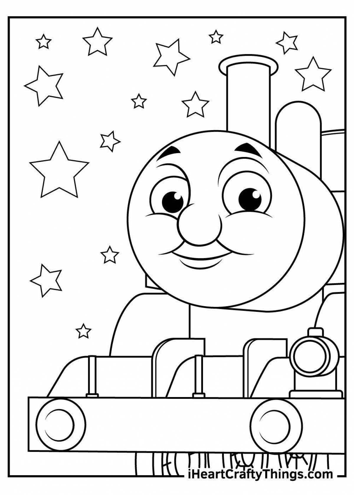 Playful spider train coloring page