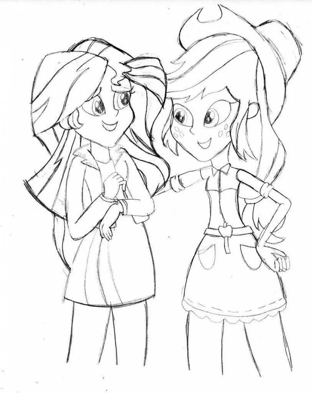 Bright sunset shimmer coloring page