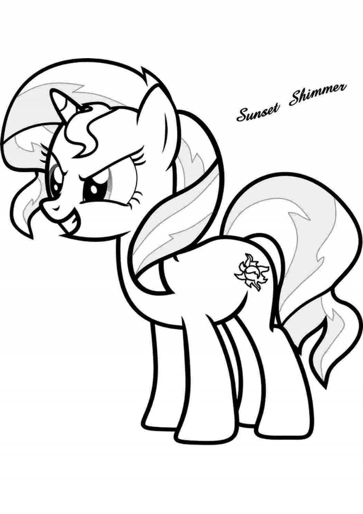 Coloring book dazzling sunset shimmer