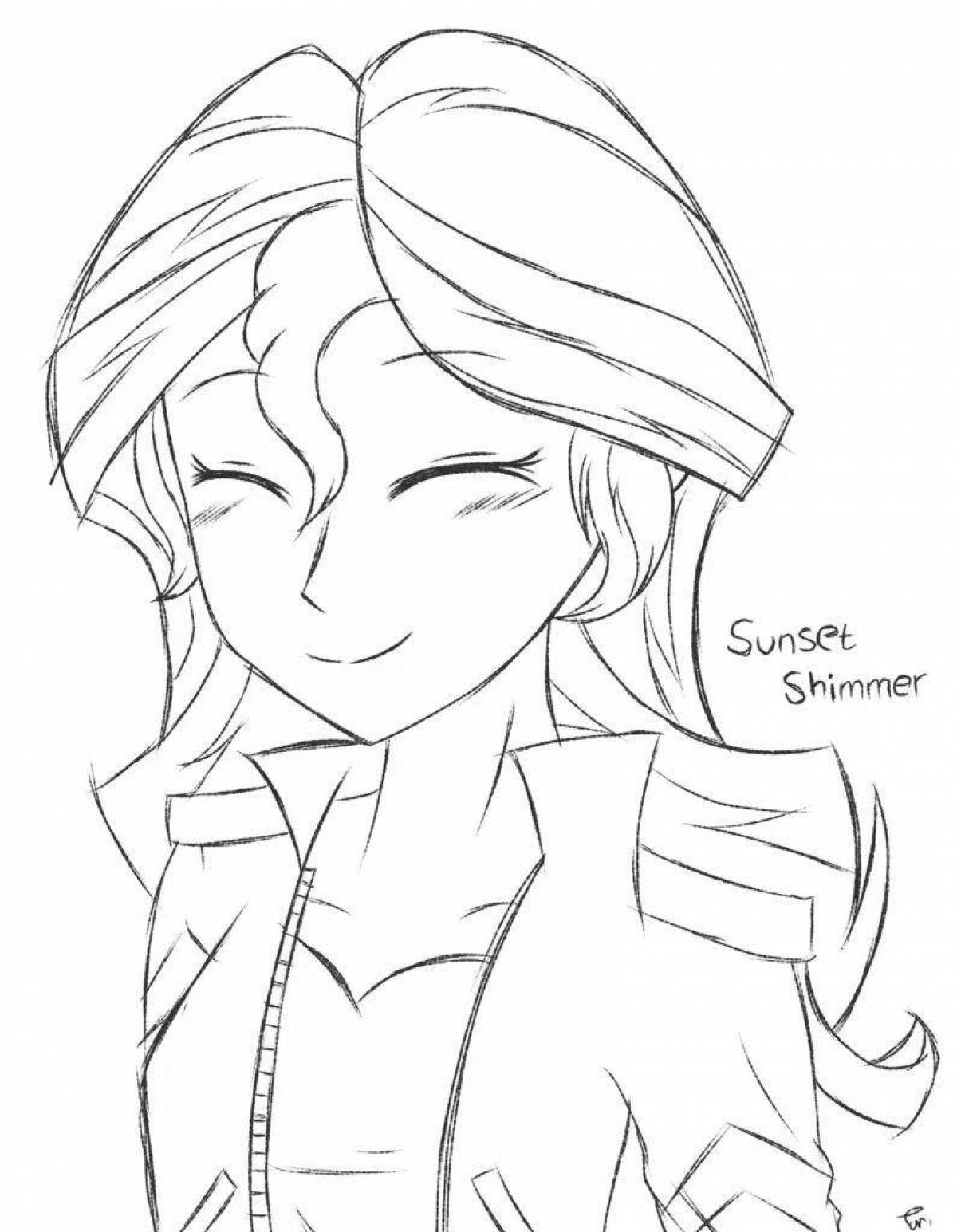 Раскраска Радостная страница раскраски sunset shimmer
