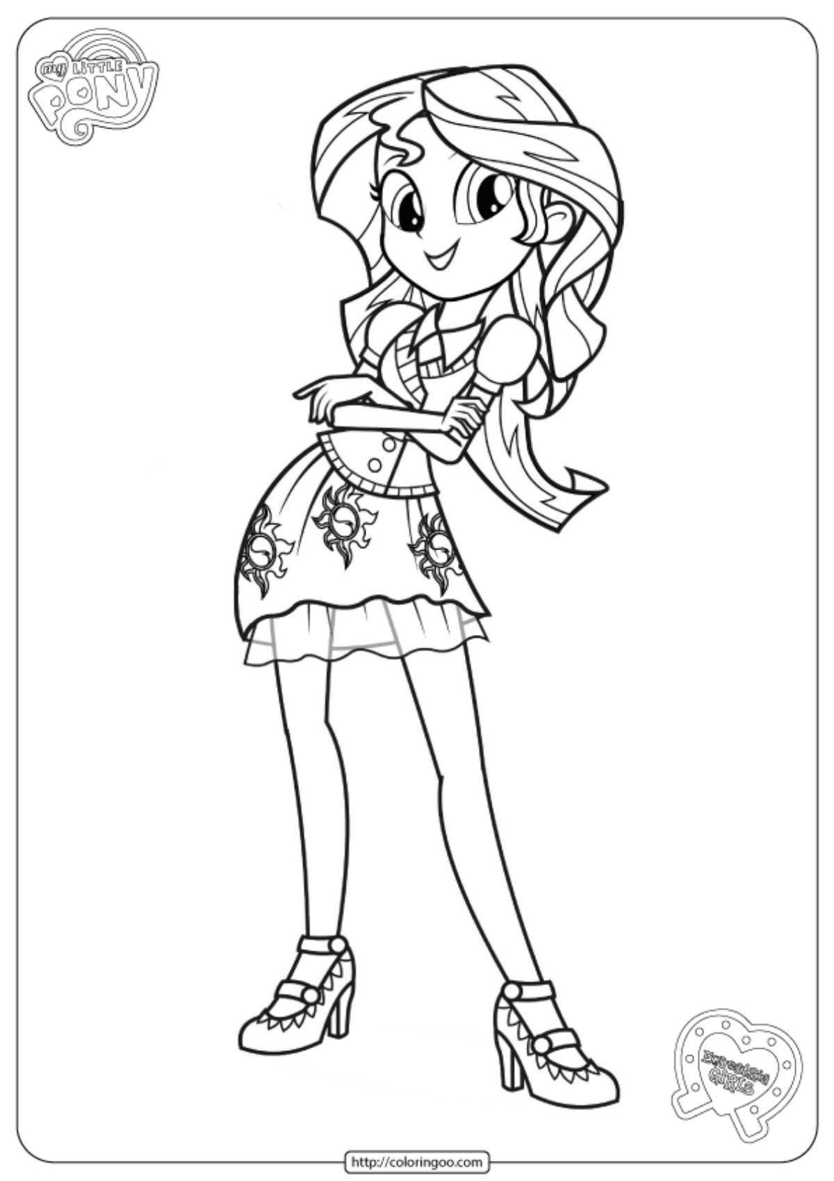 Serene sunset shimmer coloring page