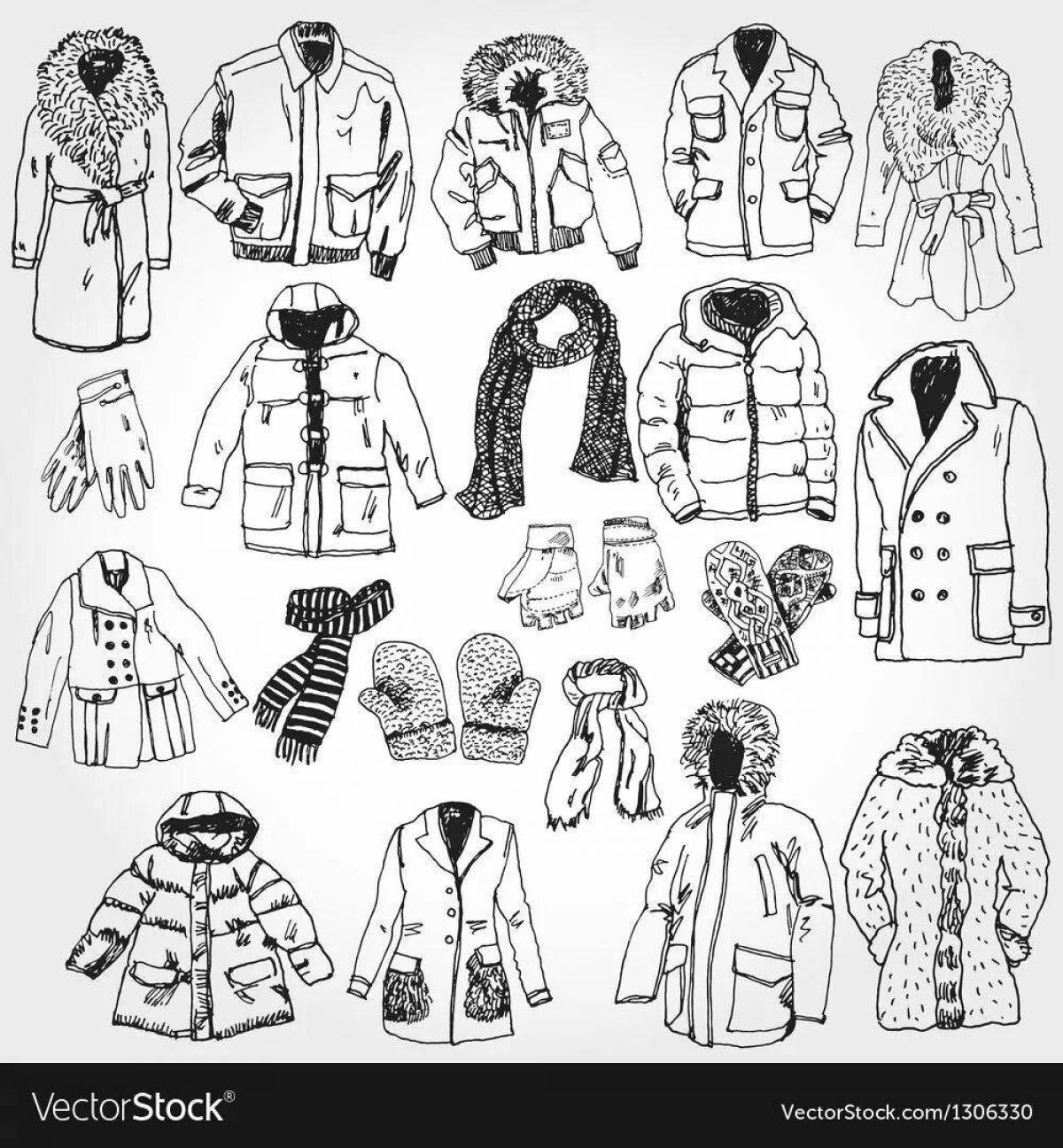 Coloring page with spectacular outerwear