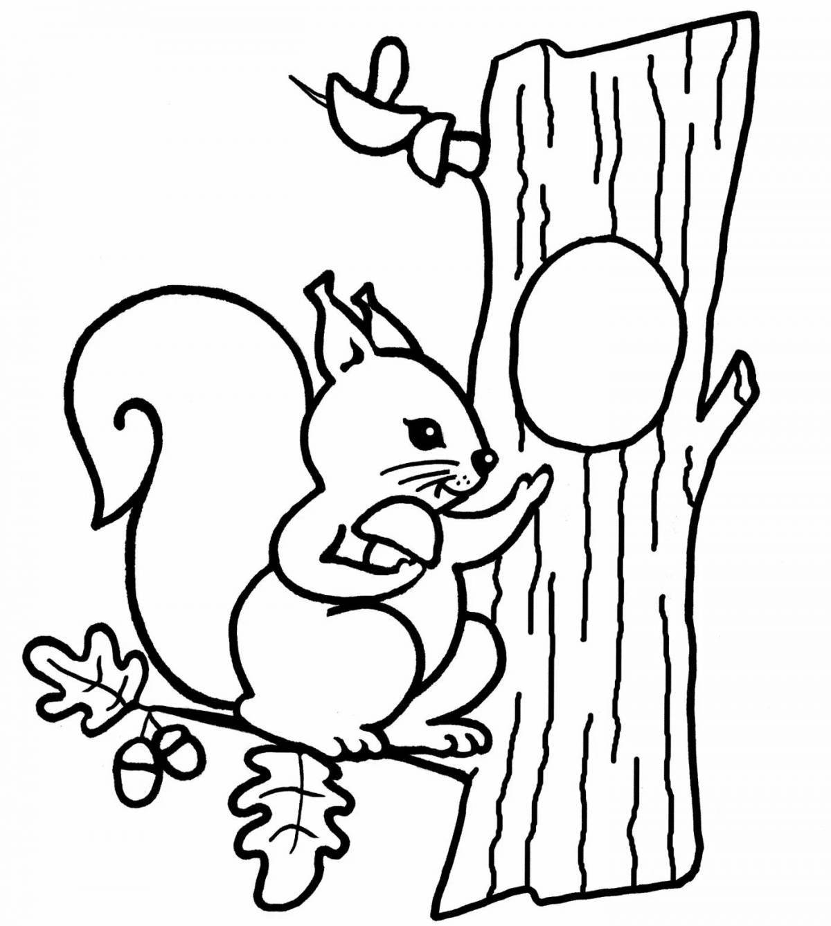 Coloring page magical winter squirrel