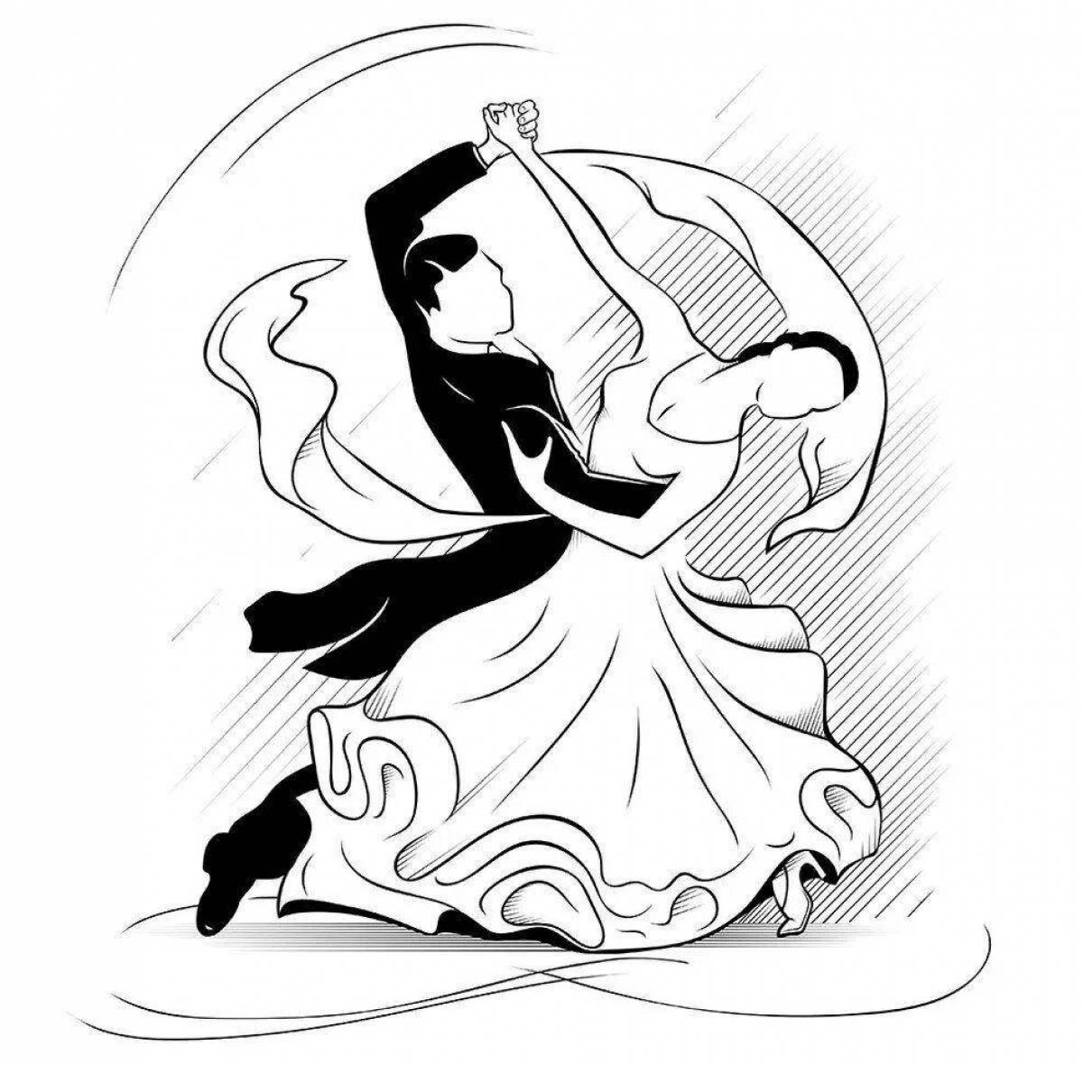 Exuberant ballroom dancing couple