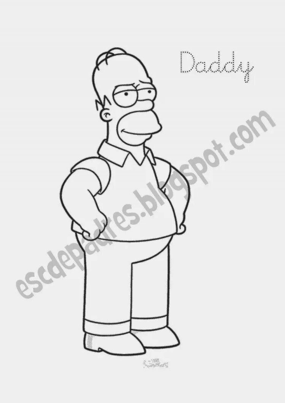Colorful homer simpson coloring page