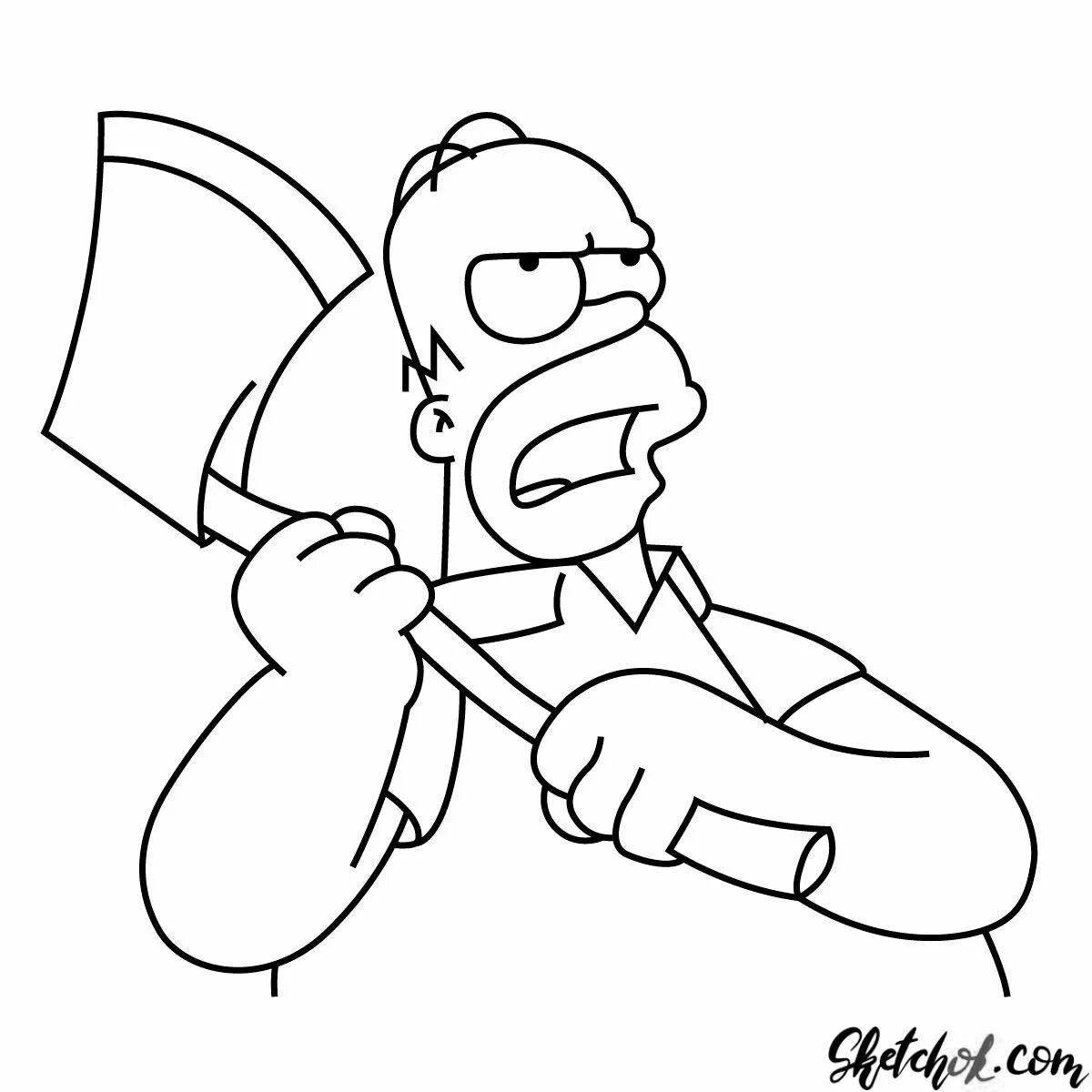 Homer Simpson coloring pages with color madness