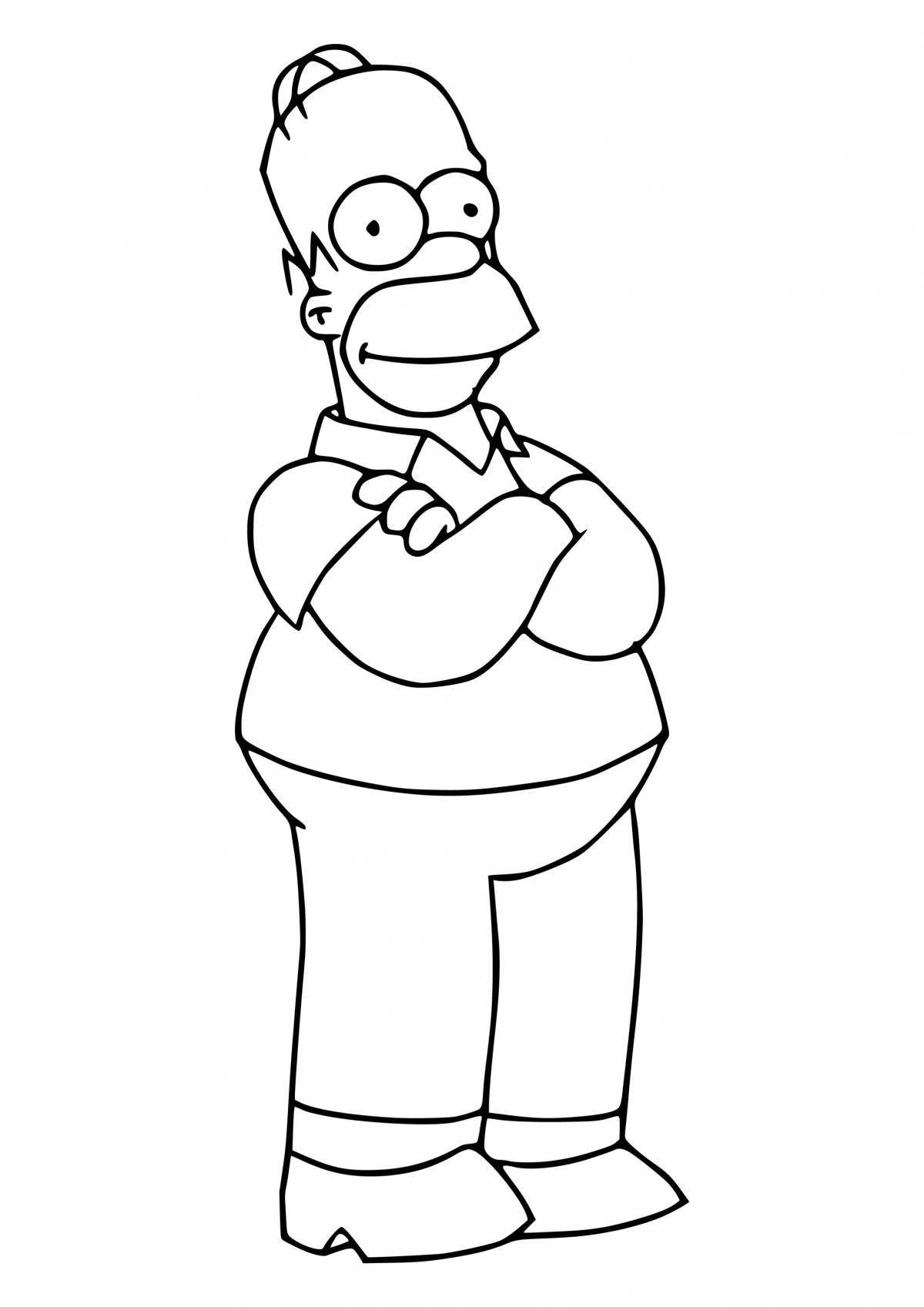 Homer Simpson coloring pages with crazy color