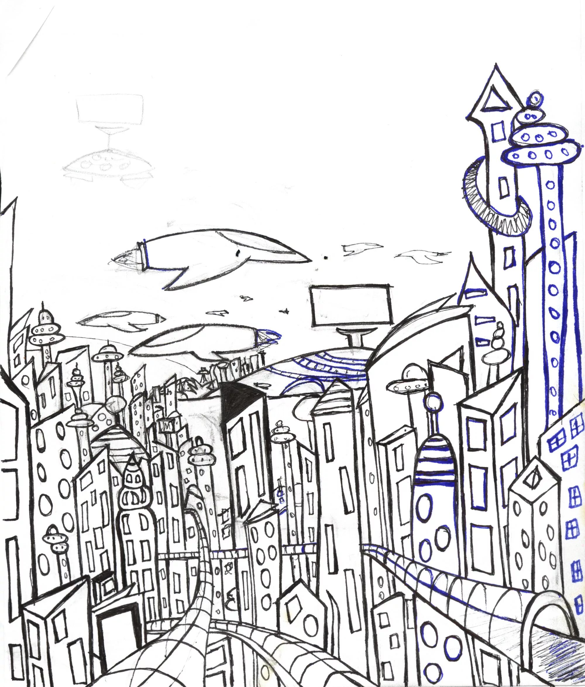 Fantastic city coloring page - superbly decorated