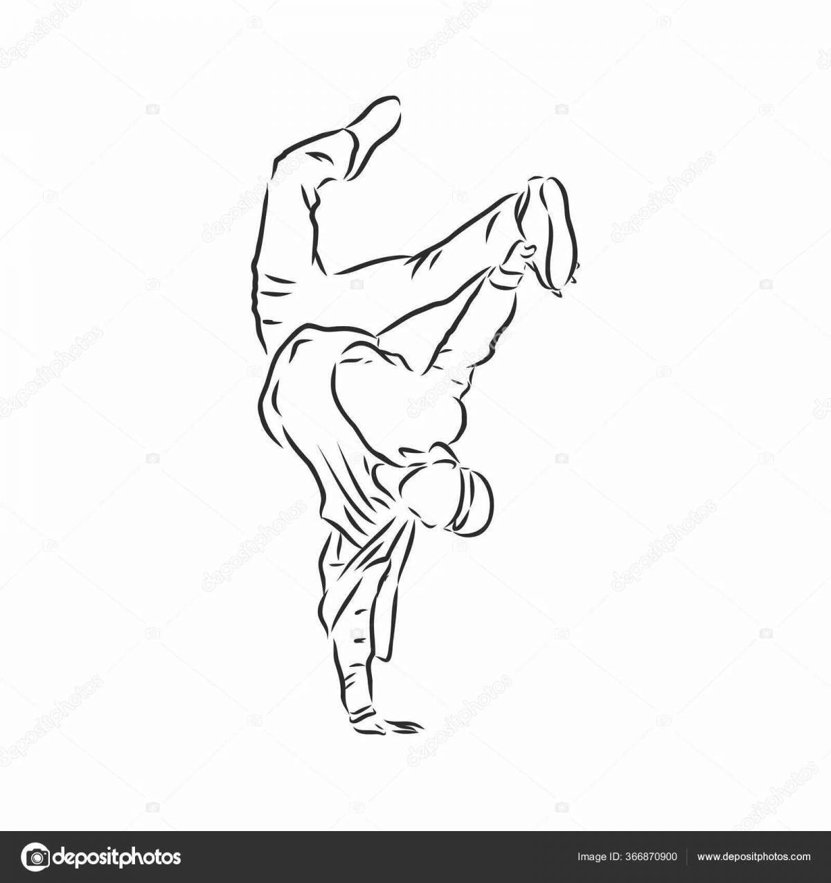 Playful brakedance coloring page