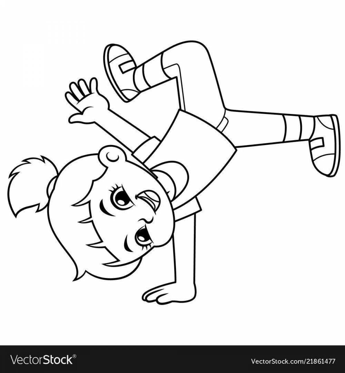 Radiant brakedance coloring page