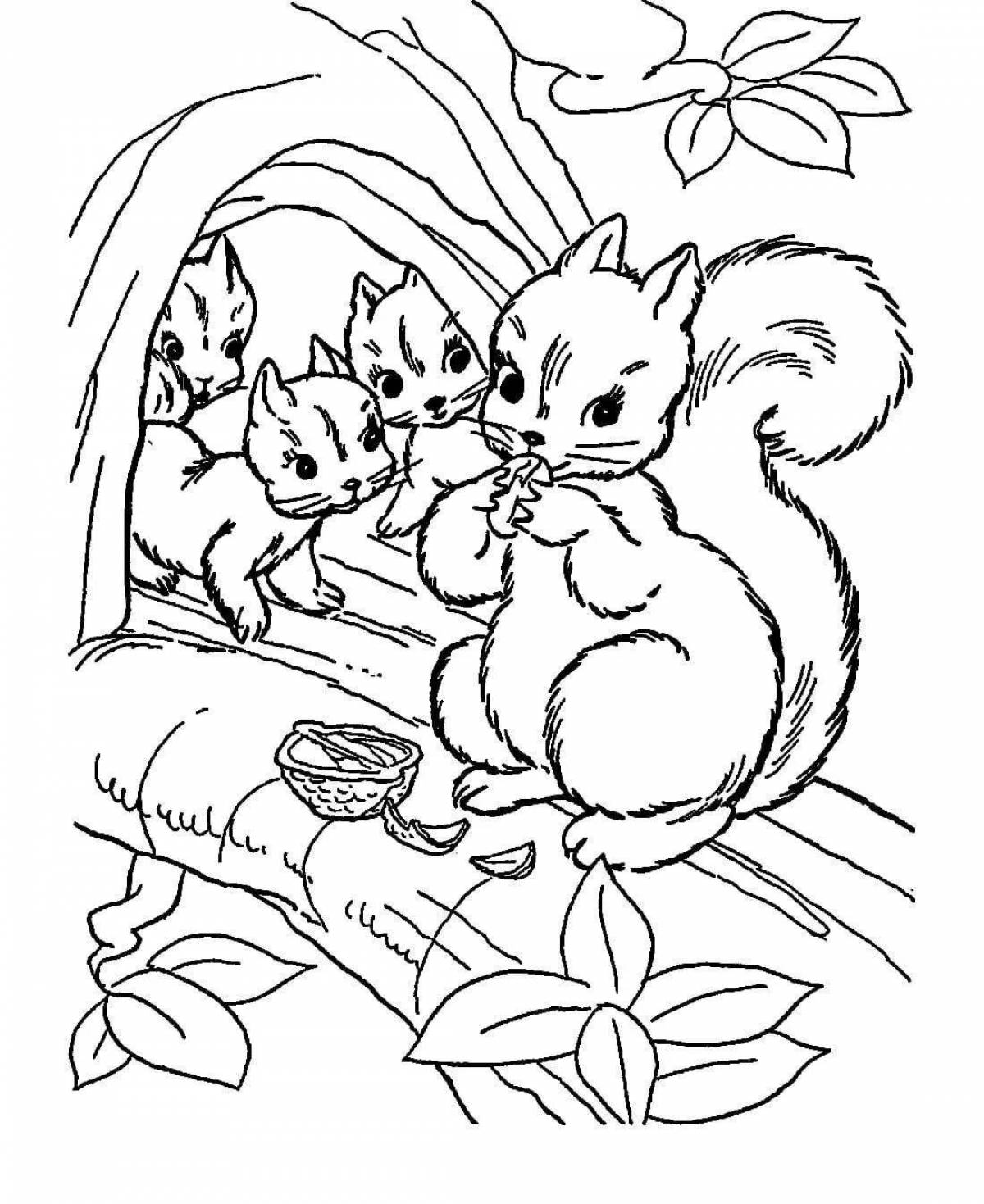 Animated squirrel coloring book for children 6-7 years old