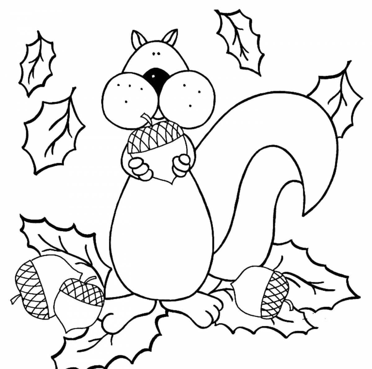 Squirrel coloring book for children 6-7 years old