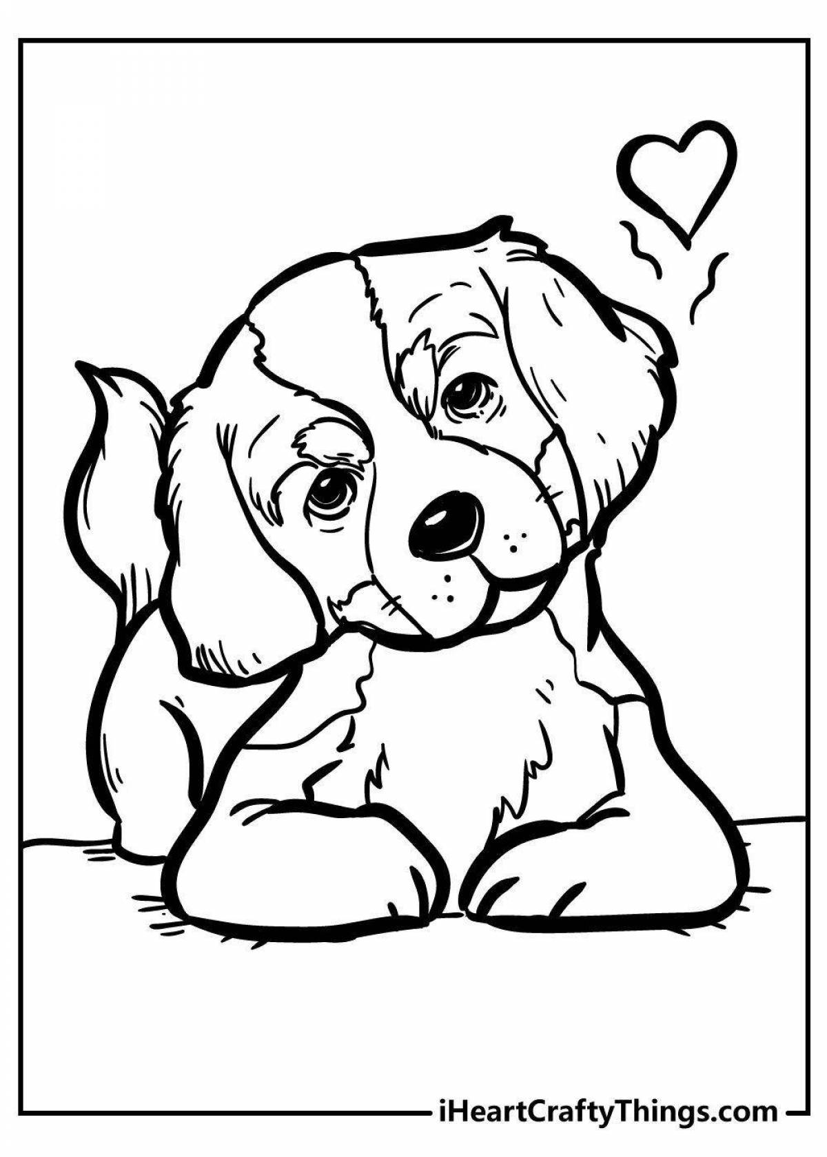 Playful dog coloring book for children 6-7 years old