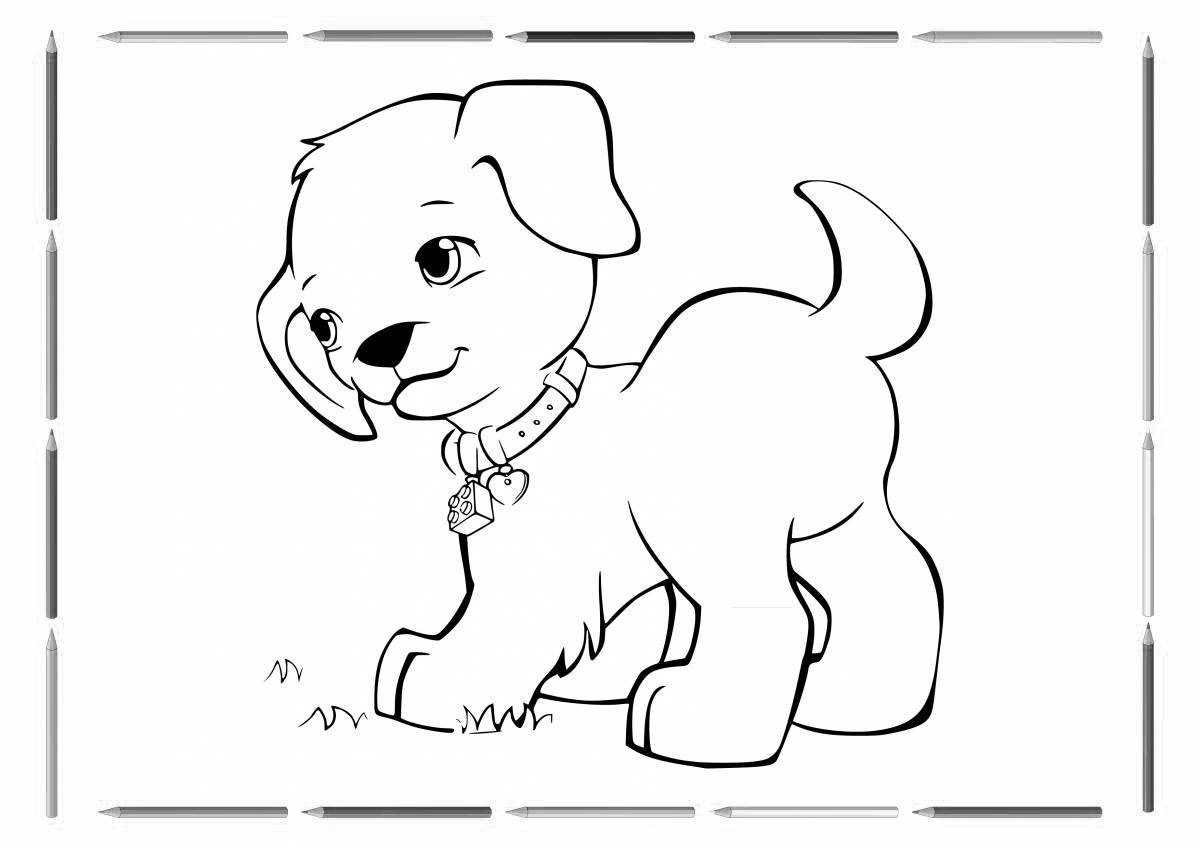 Joyful coloring dog for children 6-7 years old