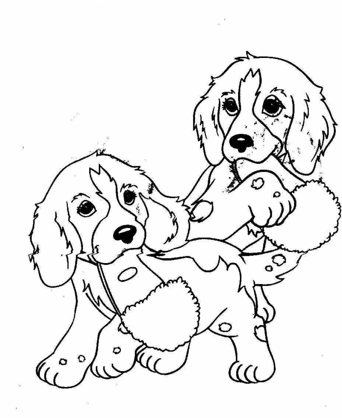 Friendly dog ​​coloring book for kids 6-7 years old