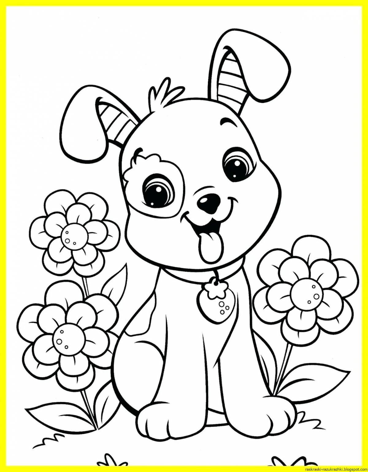 Unforgettable coloring dog for children 6-7 years old