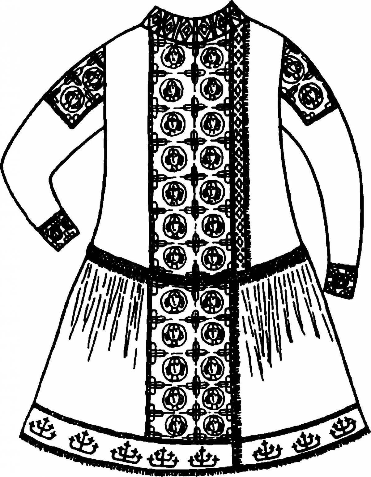 Раскраска лучезарный башкирский костюм