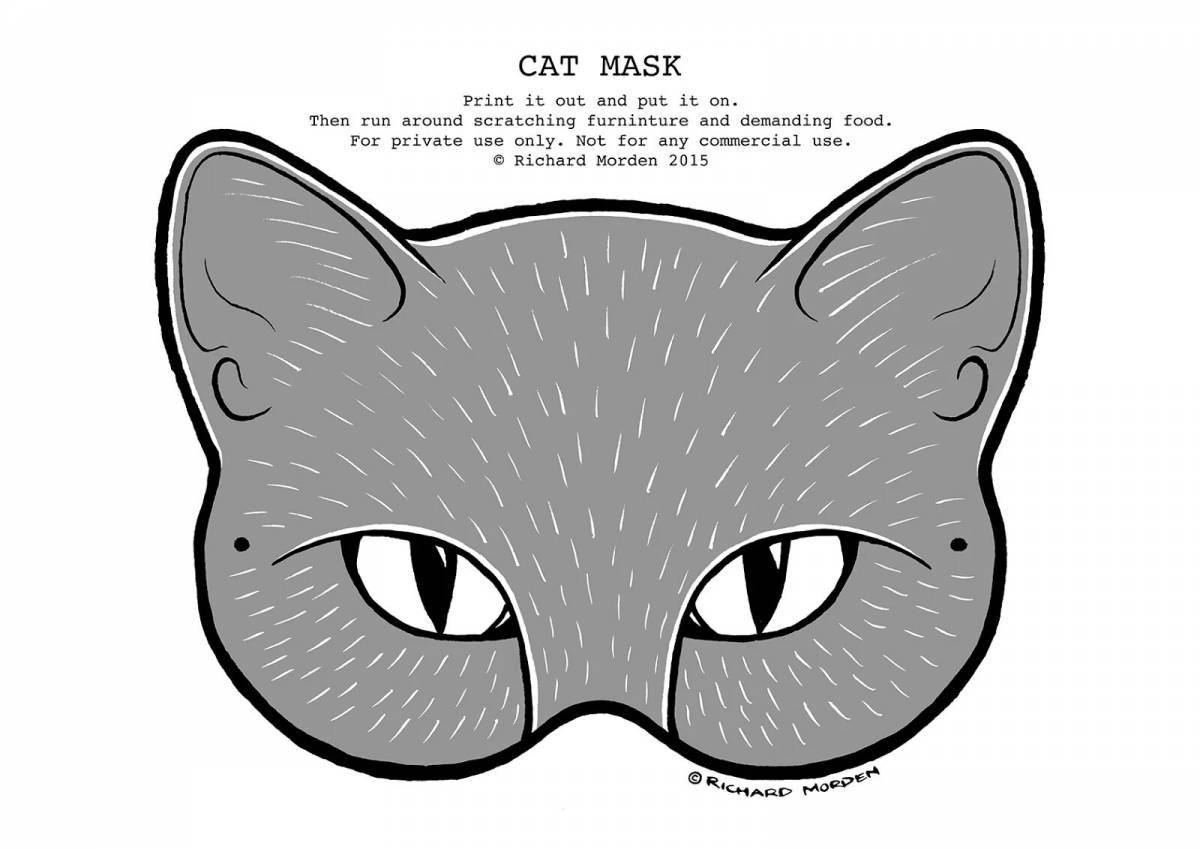 Colourful cat mask coloring page